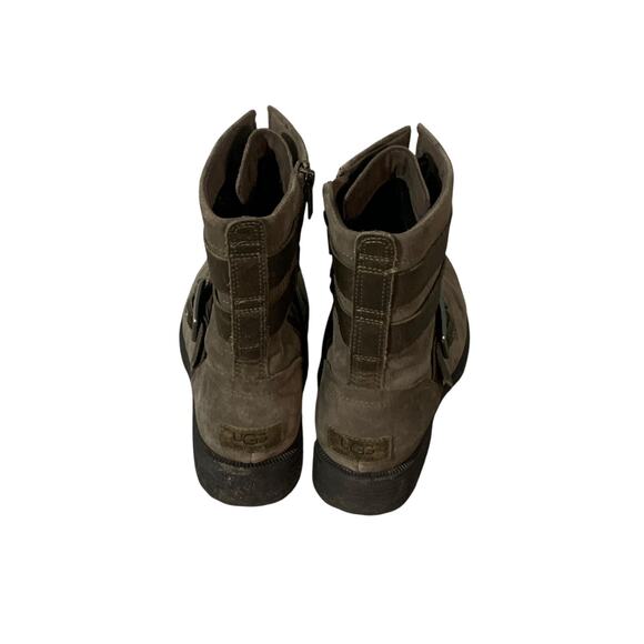 UGG Boots Women's 9 ZIA Moto Combat Waterproof Leather Buckle Gray - Picture 5 of 8